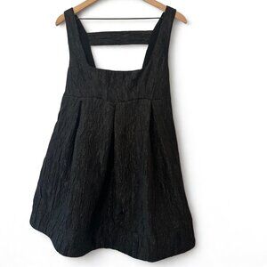 Anthropologie Maeve Sleeveless Squareneck Textured Babydoll Mini Dress Black M